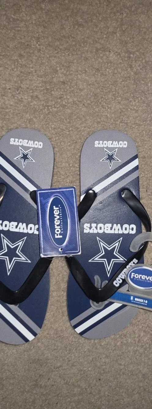 Dallas Cowboys! Forever Collectibles Dallas Cowboys Navy and Gray  Flip Flops